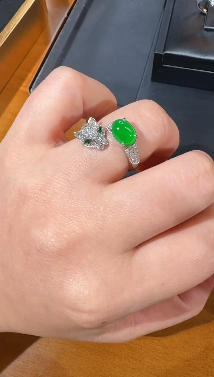 【闪购商品】翡翠戒指银S925镶嵌天然A货翡翠戒指