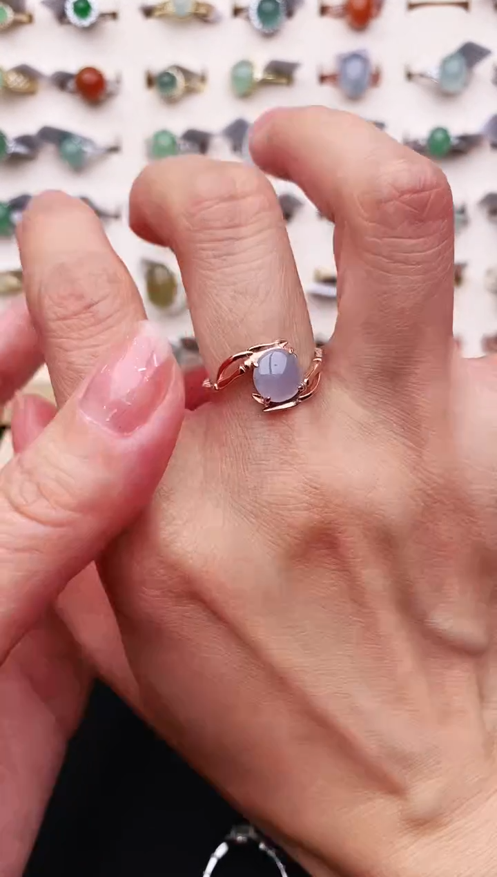 【闪购商品】翡翠戒指银S925镶嵌天然缅甸A货翡翠444   2-1