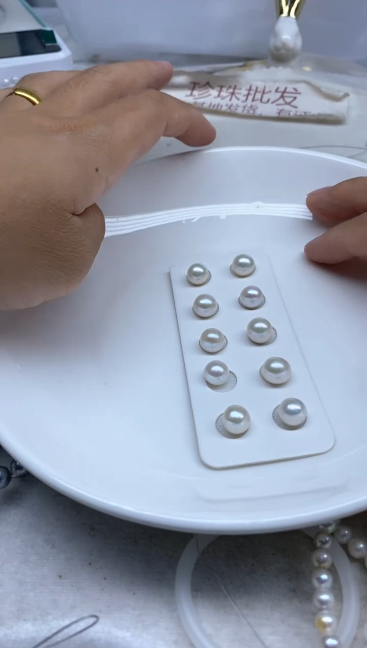 淡水珍珠未镶嵌颈饰半孔发5对