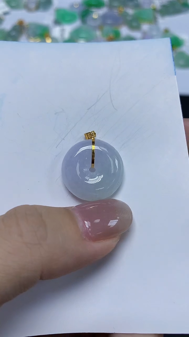 翡翠18K金镶嵌颈饰天然缅甸翡翠A货