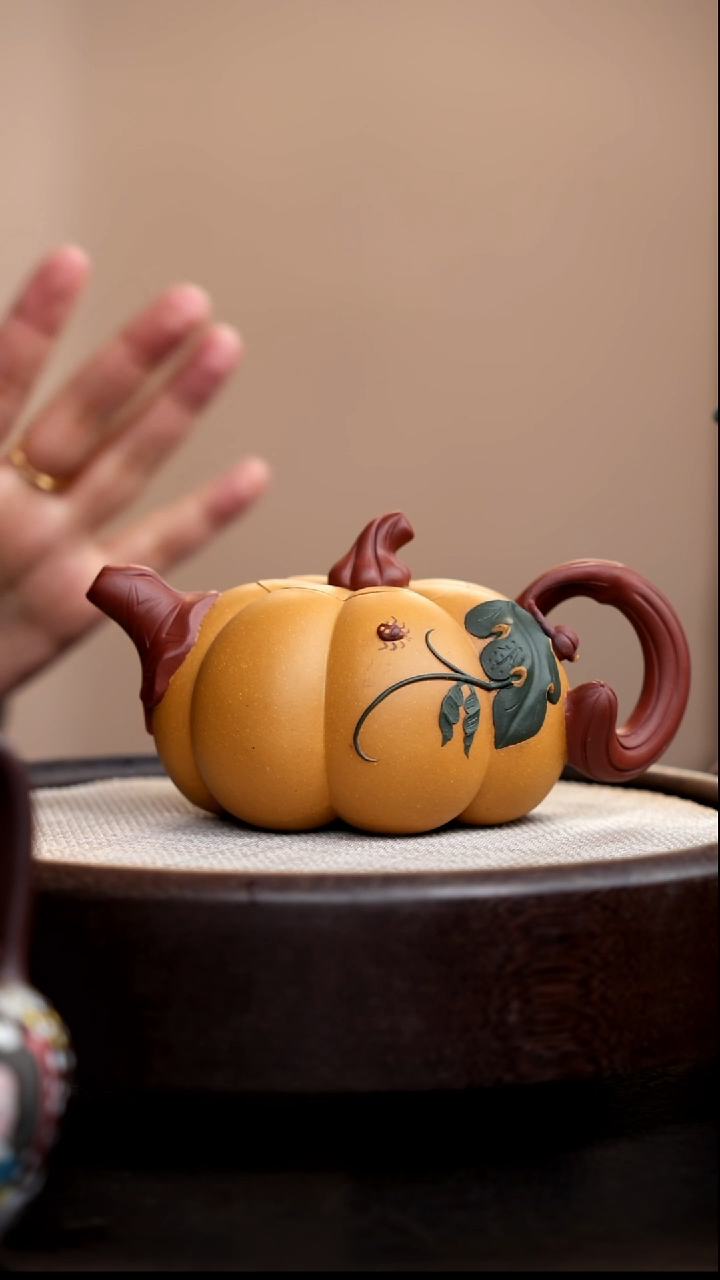 茶壶紫砂黄金段三色南瓜壶