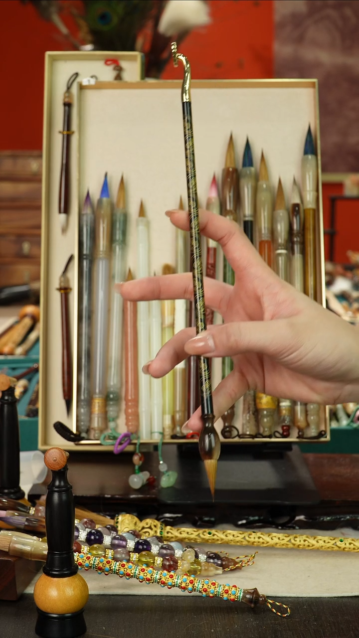 349号闪孤品高货毛笔链接 清水试笔 蘸墨不退