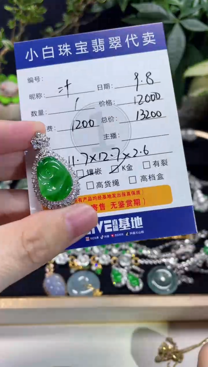 18K金镶嵌翡翠耳饰二****月吊坠