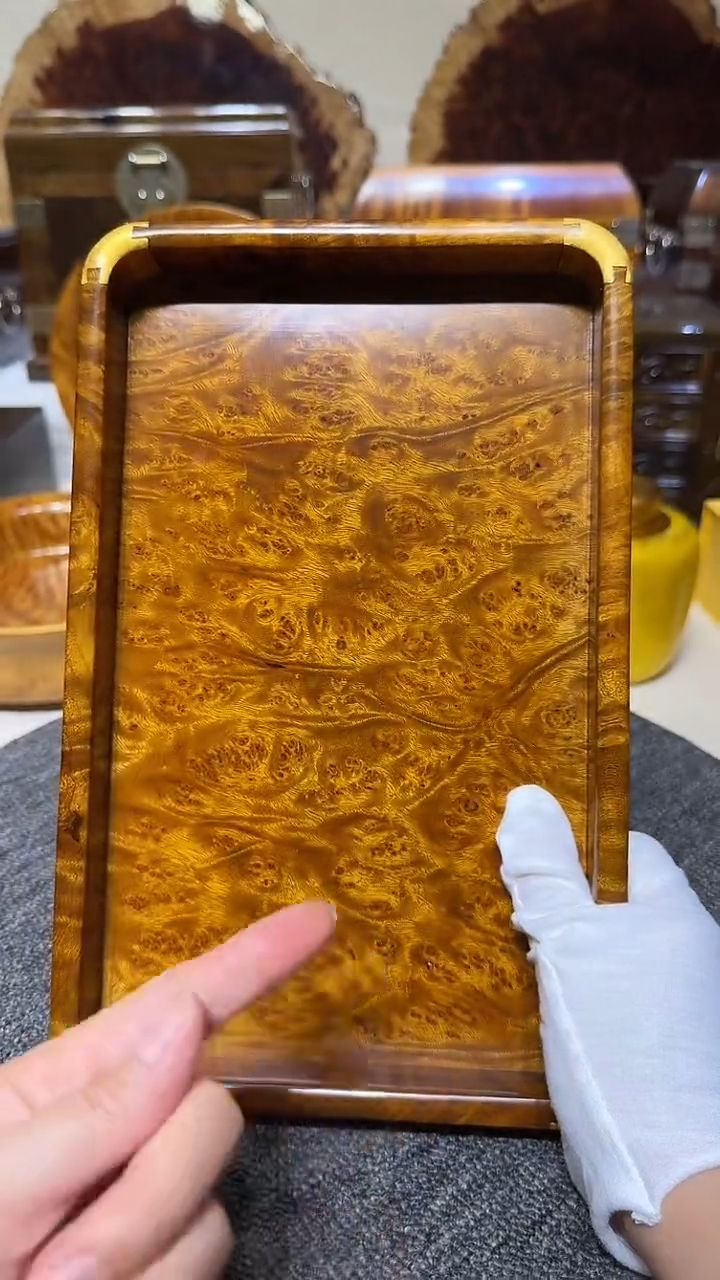 帝王之木：满留疤文承盘 长27宽17高3cm