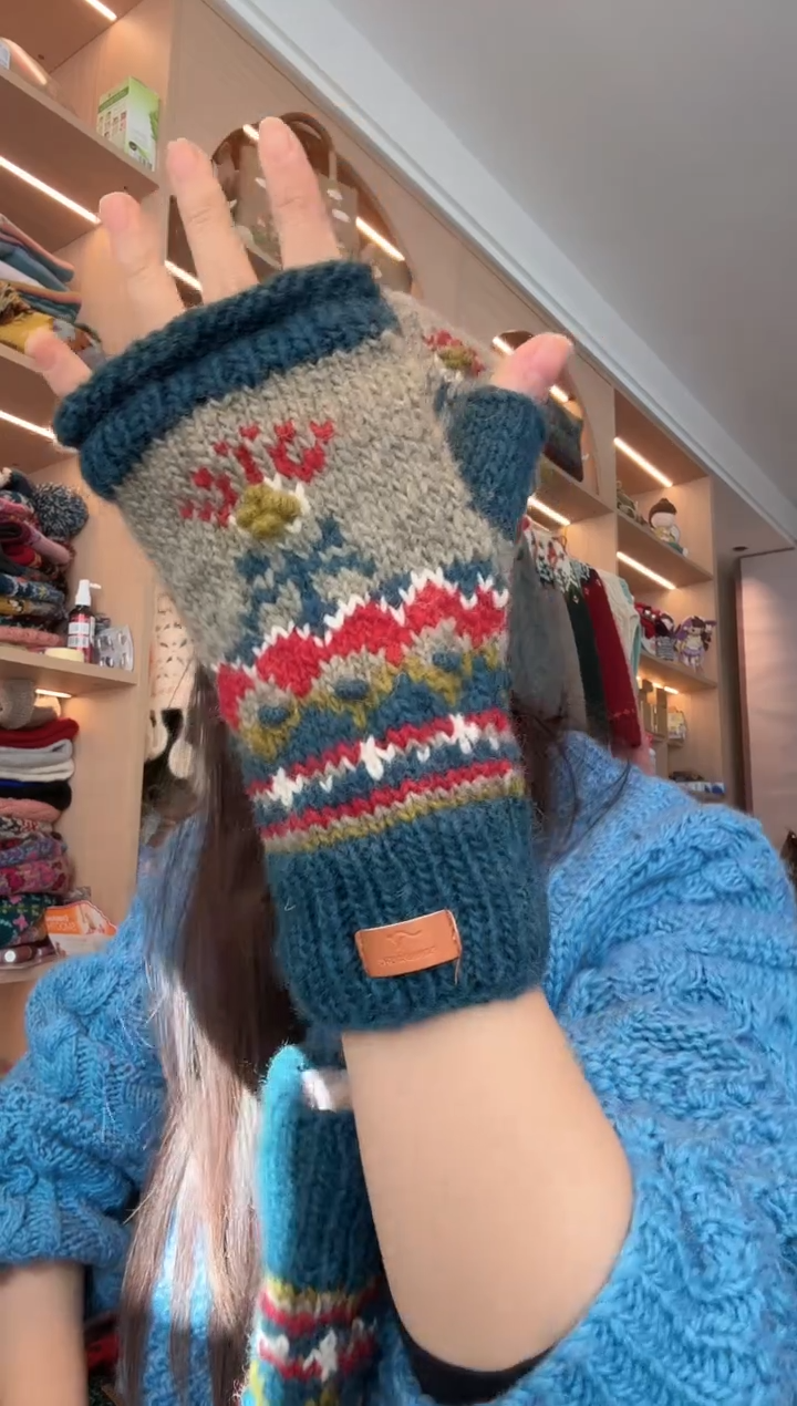 羊毛彼岸花手套  