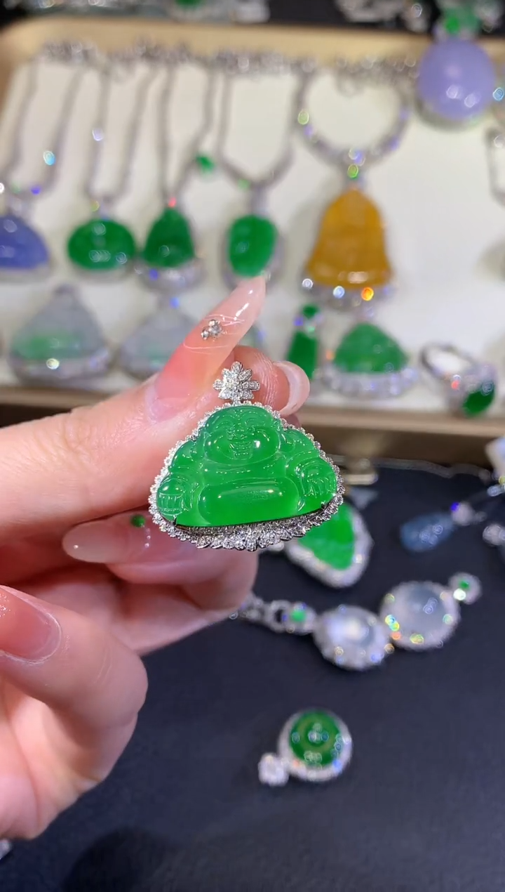 翡翠18K金镶嵌吊坠(不含链)66-佛公