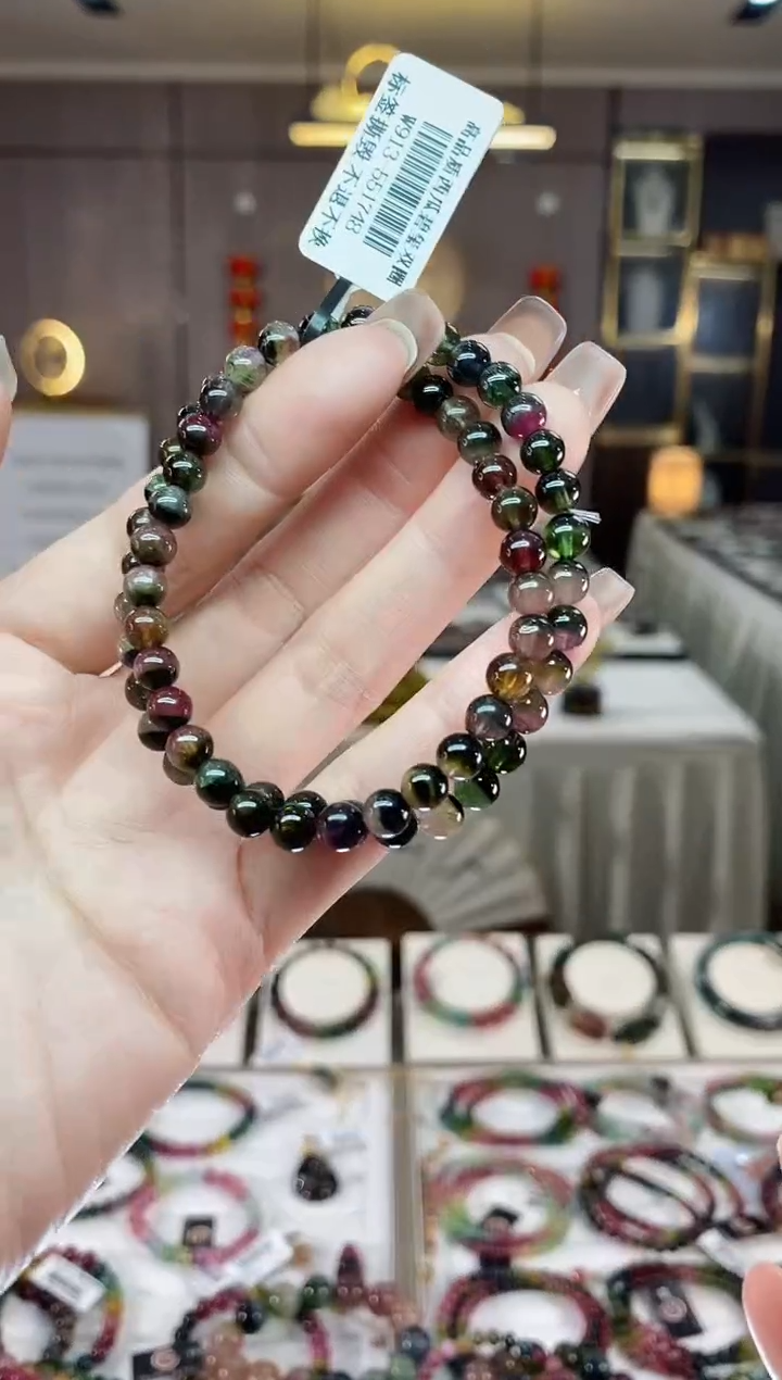 【闪购商品】碧玺西瓜两圈手串5mm+未镶嵌一物一证dan