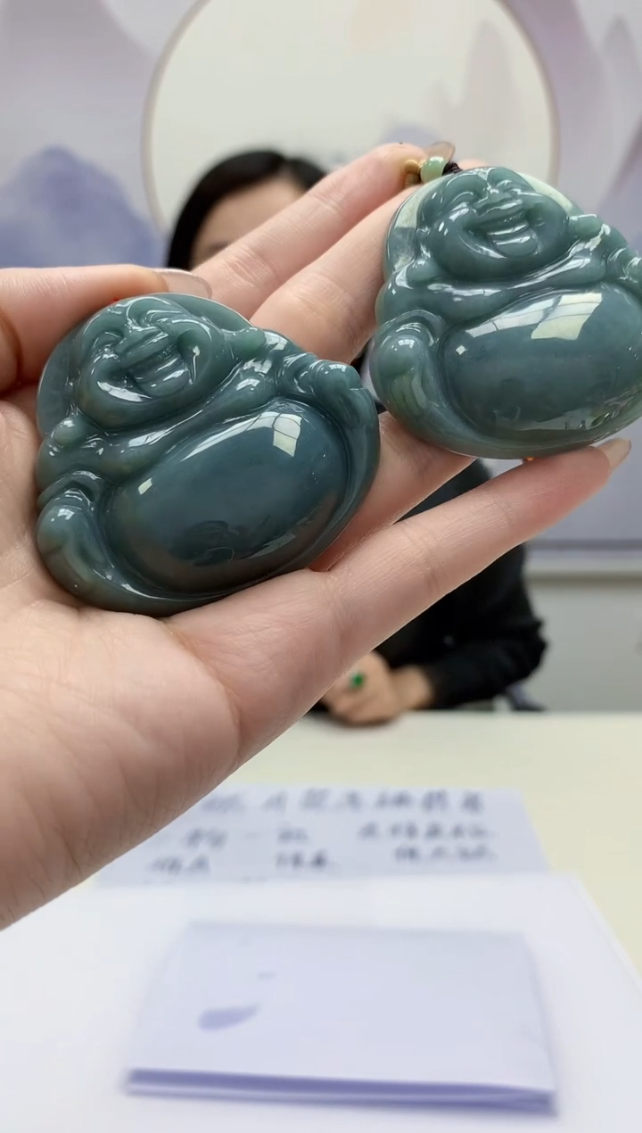 【闪购商品】定制翡翠未镶嵌4852jw-毛货挂件一对55