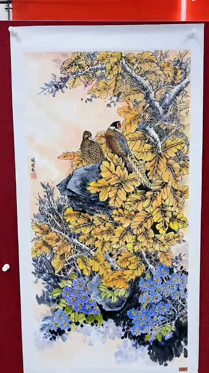 【闪购商品】绘画杨风顺绘画8平尺花鸟金奖紫袍作品