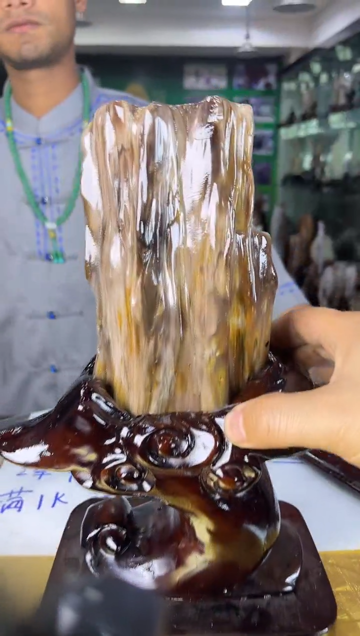 未镶嵌珠宝奇石硅化玉缅甸天然树化玉摆件