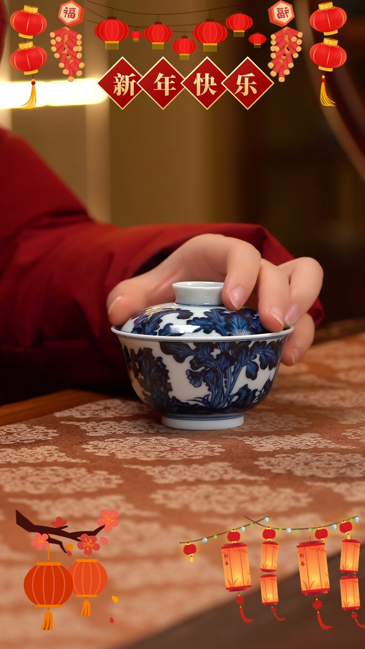 【闪购商品】雨后湛蓝系列白菜盖碗