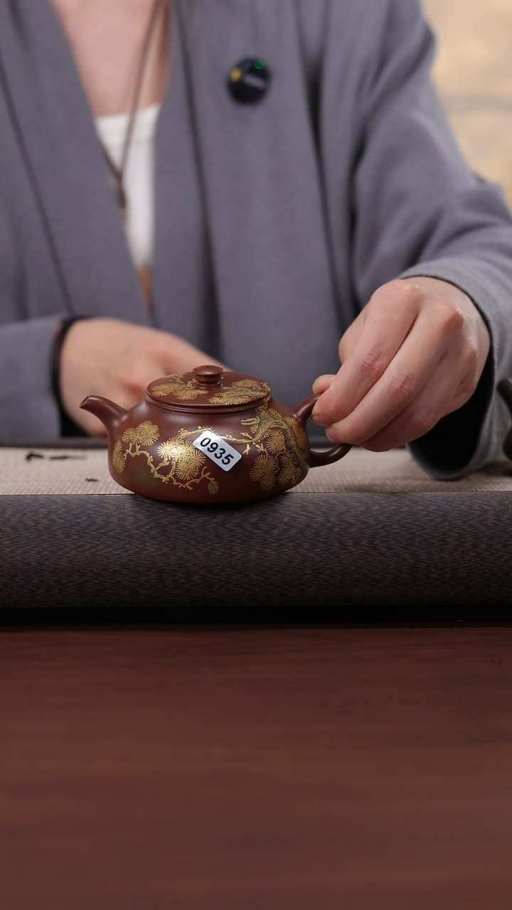 【闪购商品】紫砂茶壶  曲壶 金银错 150cc