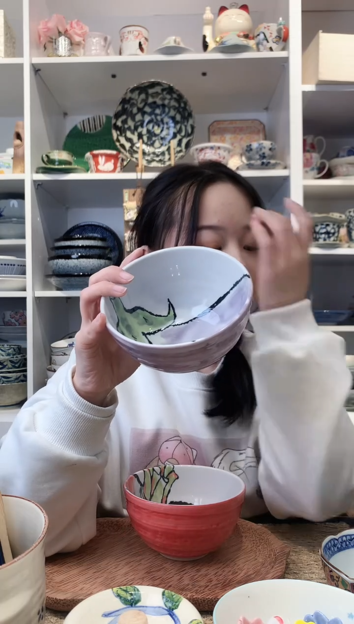 陶瓷美浓烧茄子饭碗13cm