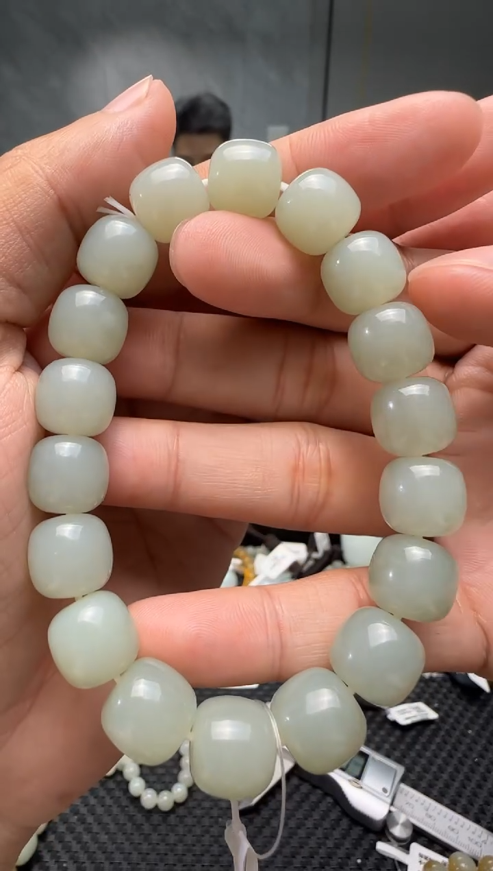 未镶嵌手串和田玉青白玉手串卡11x12