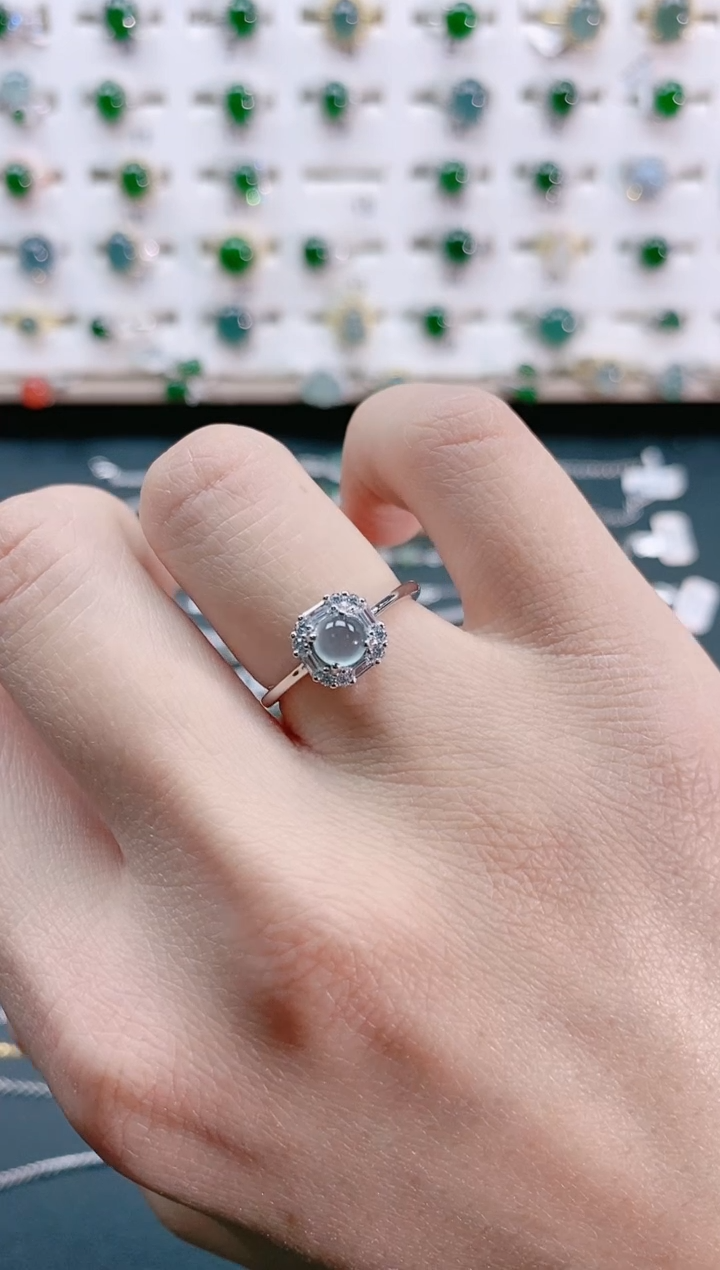 【闪购商品】翡翠戒指银S925镶嵌天然翡翠