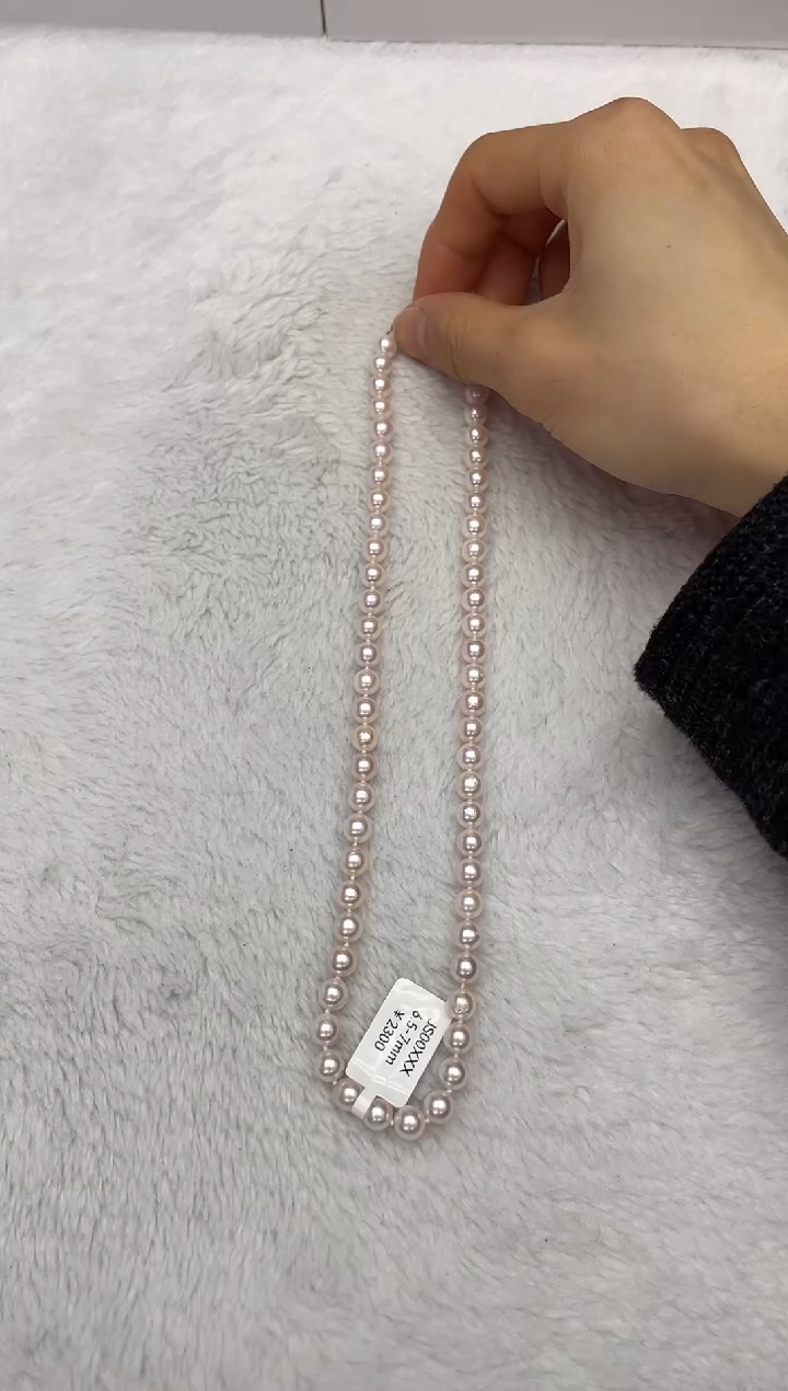 【闪购商品】海水珍珠项链银S925镶嵌AK6.5-7mm（多样性发一）