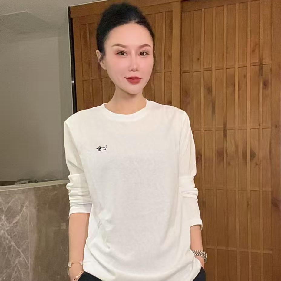 【那尚女装】简约经典百搭刺绣小狗白T