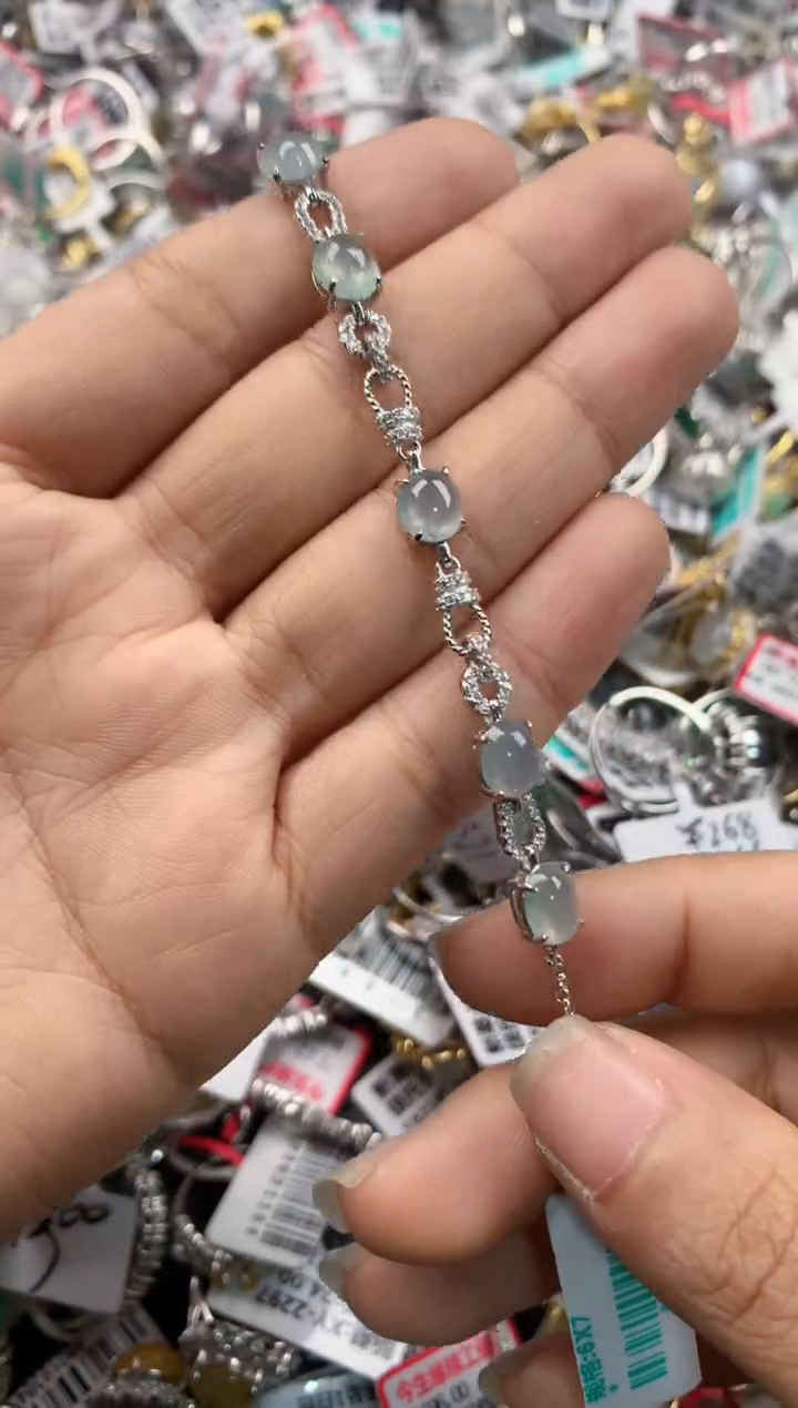 银S925镶嵌戒指翡翠444          10