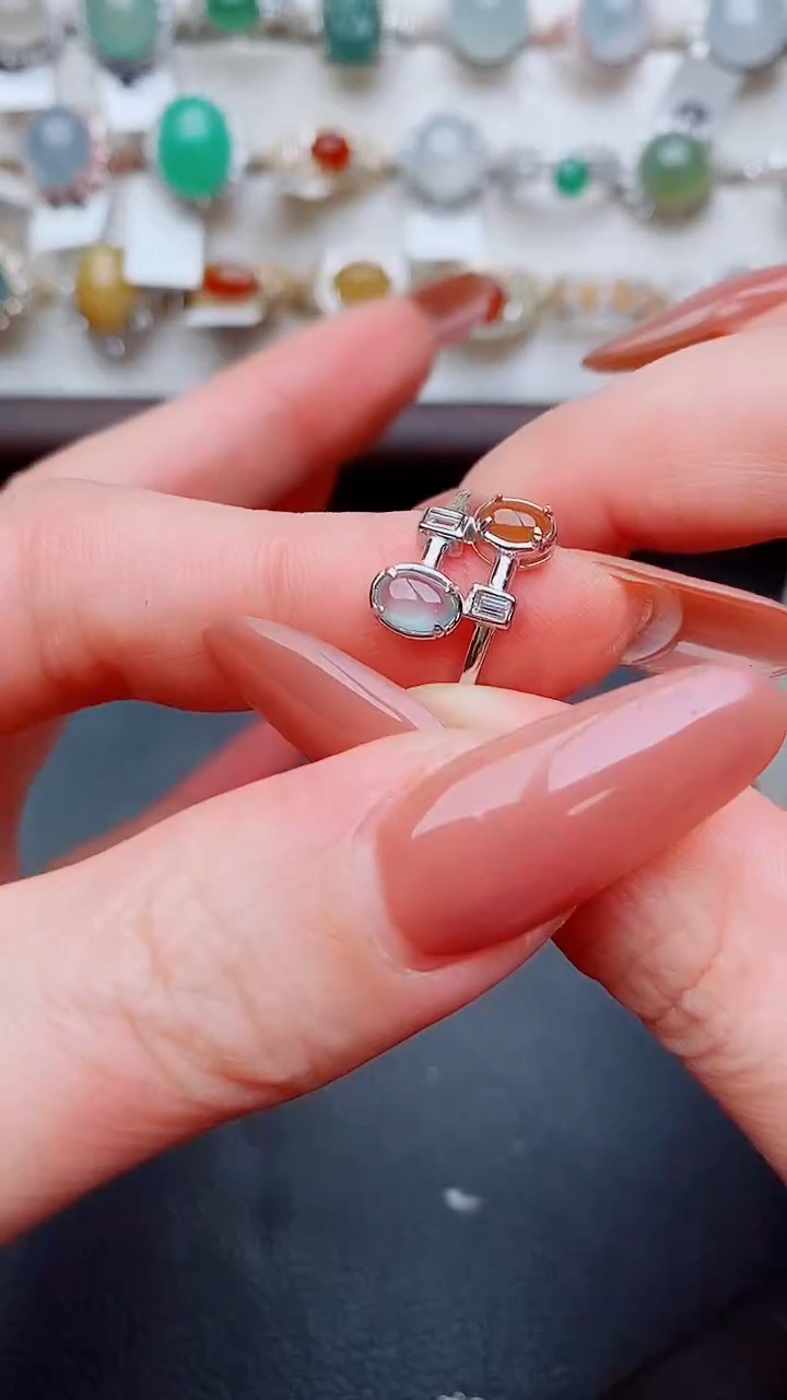 银S925镶嵌戒指翡翠...