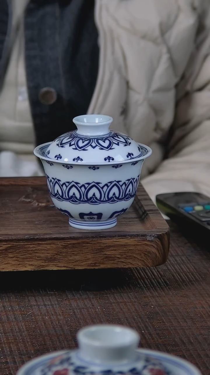 【闪购商品】折葵非器手工手绘宝相盖碗