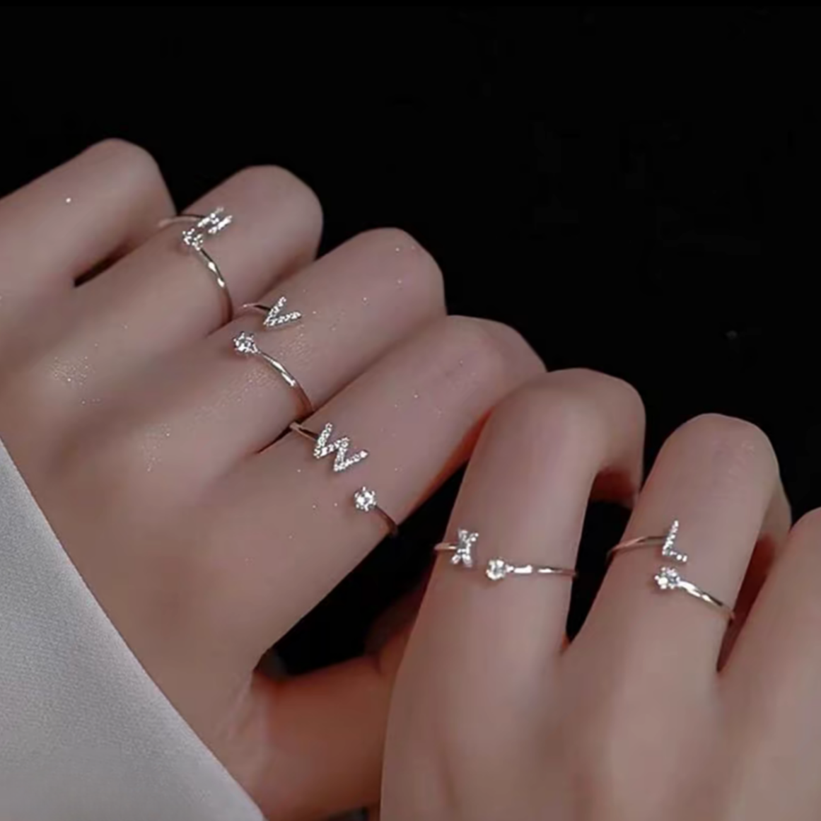 【林森】锌合金戒指 指环26个字母戒指设计字母戒指送男女朋友礼物