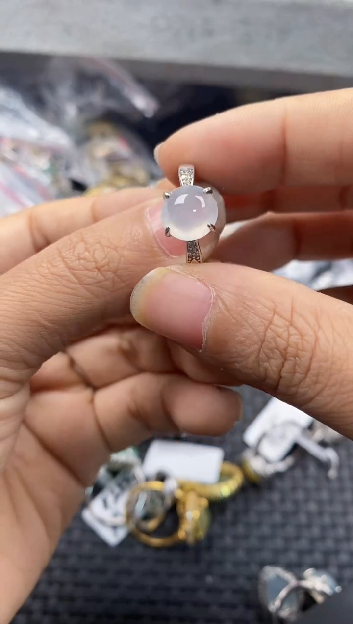 银S925镶嵌戒指翡翠7777----9