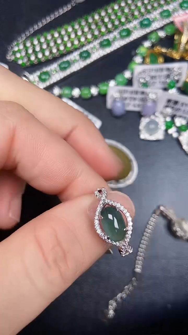 银S925镶嵌戒指翡翠1630