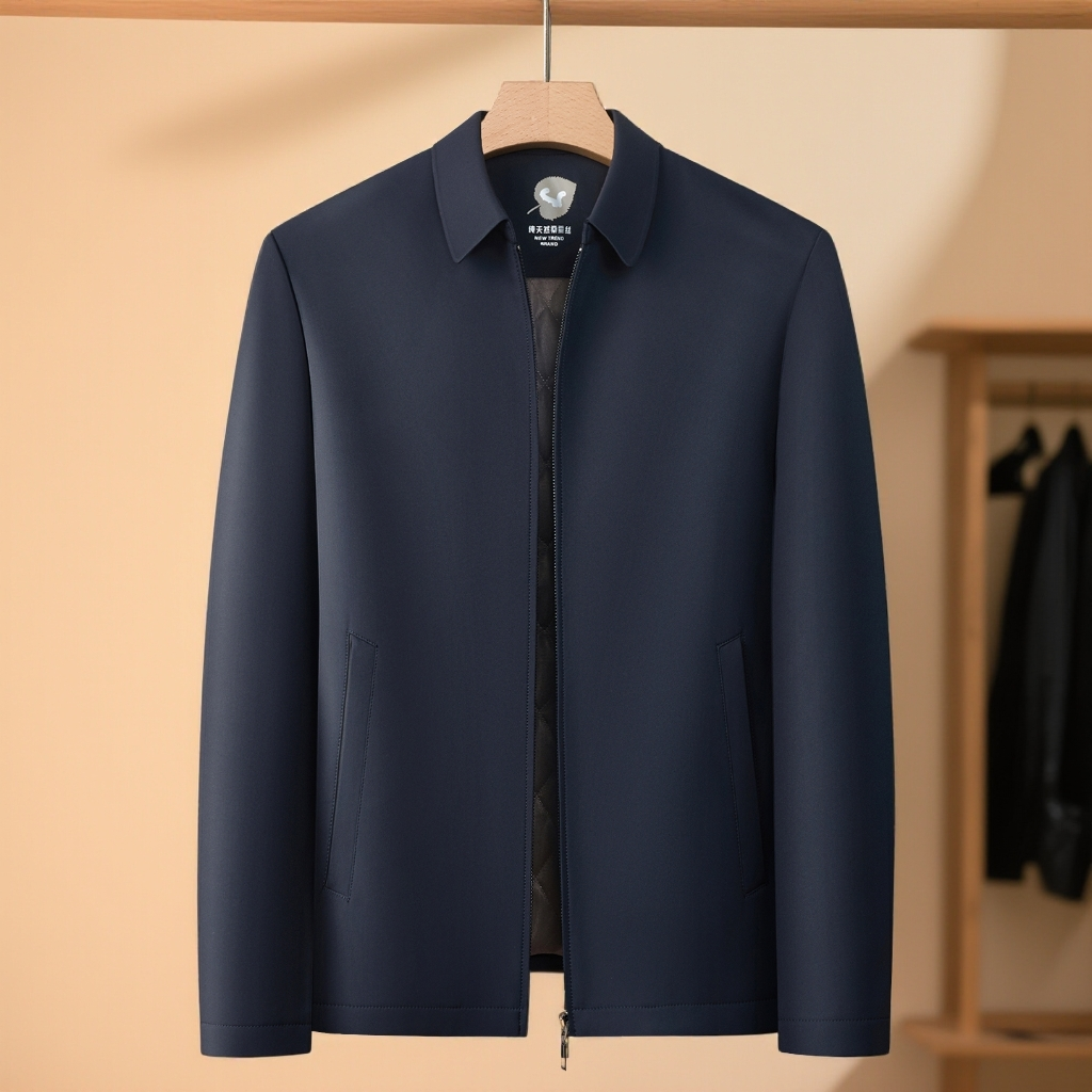 2025保暖冬季翻领男秋季加厚男士夹克上衣外套秋冬中老年爸爸爷爷