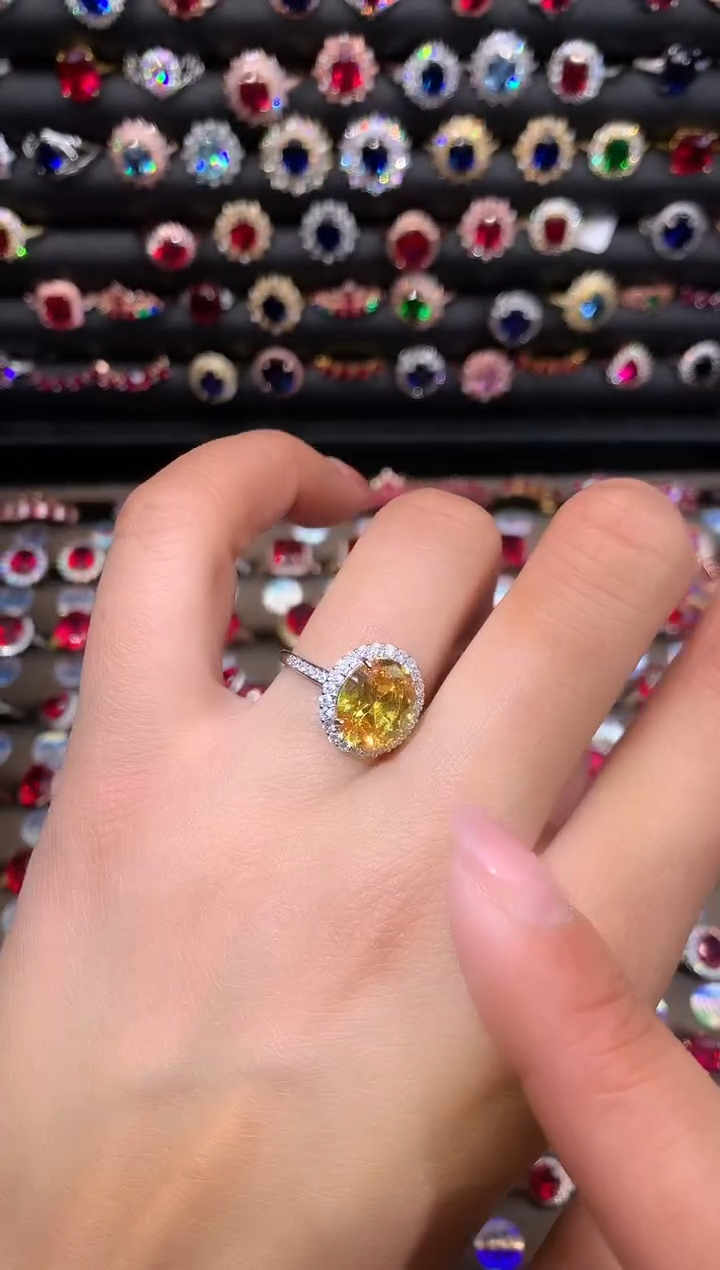 【闪购商品】水晶戒指银S925镶嵌911黄水晶