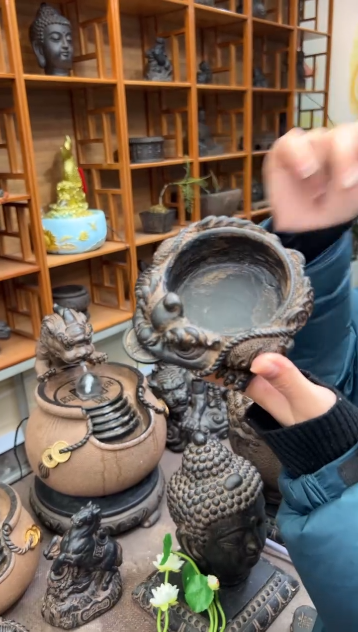 陶土【合成青石】金蟾盆