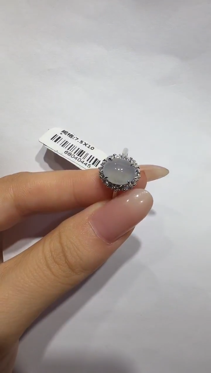 银S925镶嵌戒指翡翠925银镶翡翠戒指镶嵌34