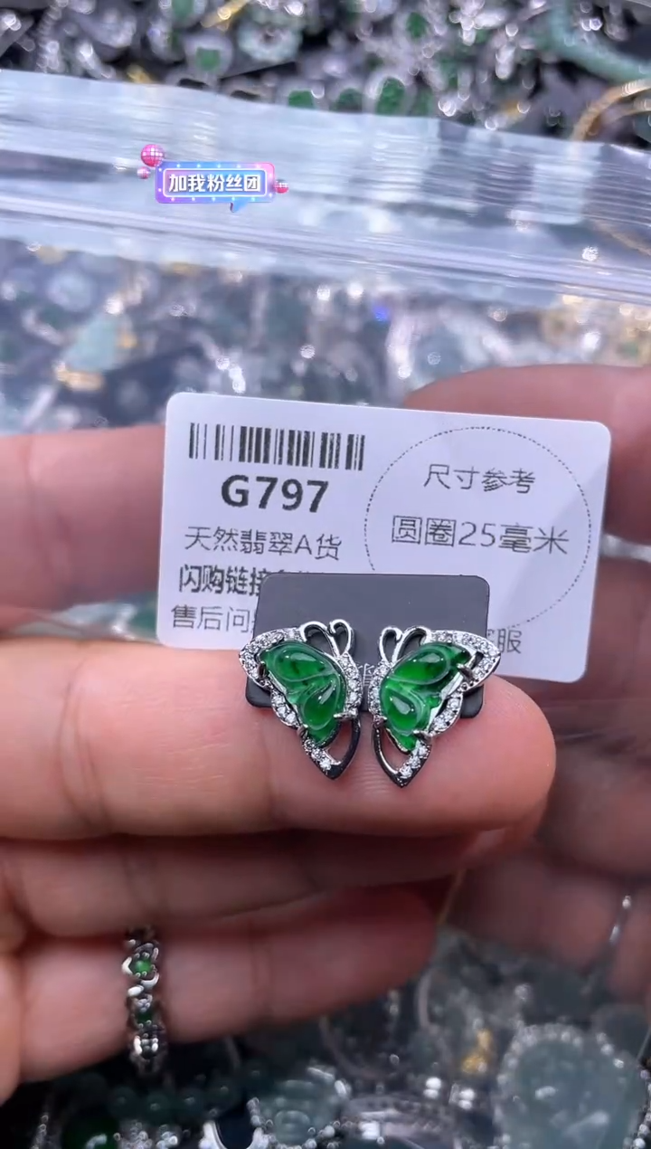 【闪购商品】翡翠颈饰未镶嵌G797耳钉