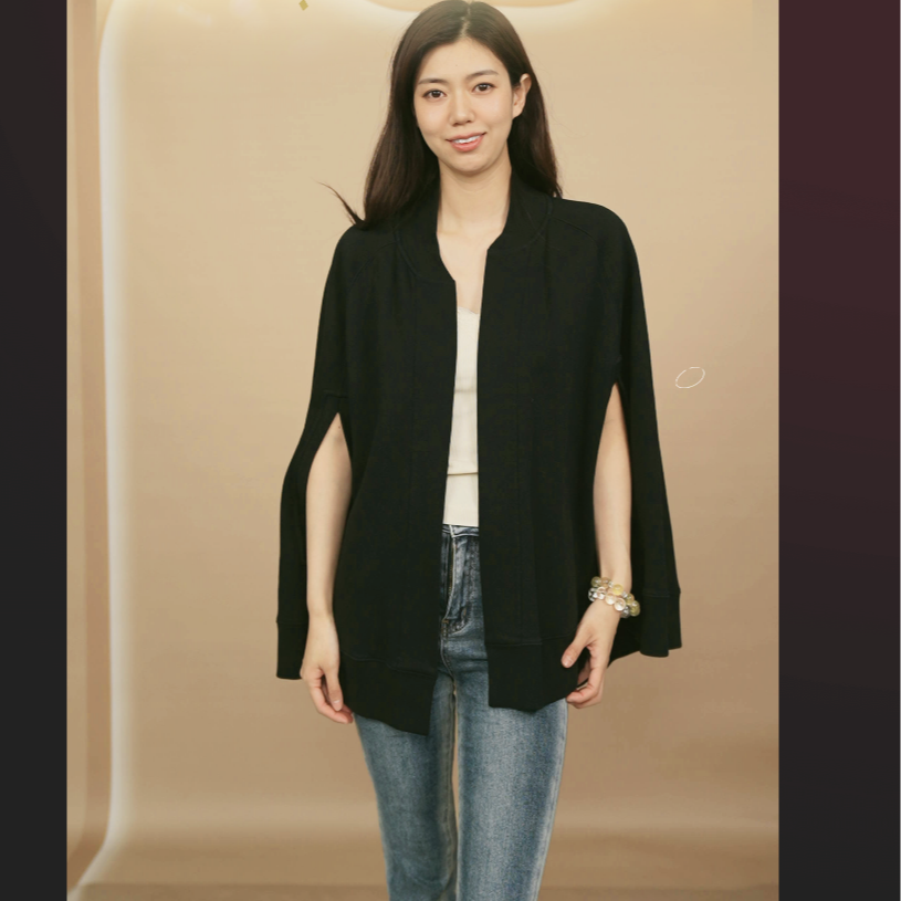 95新 BURBERRY/博柏利 斗篷S码黑色/250905TLLVQ07
