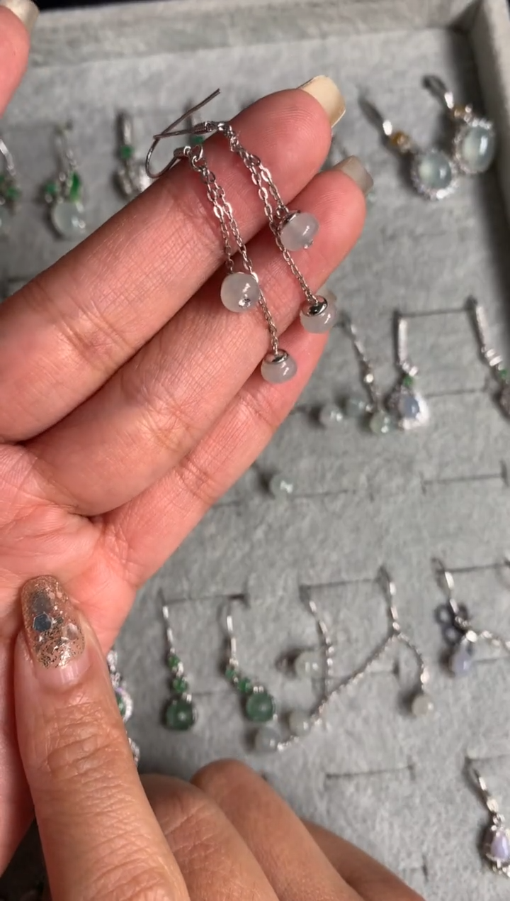 银S925镶嵌戒指翡翠耳饰