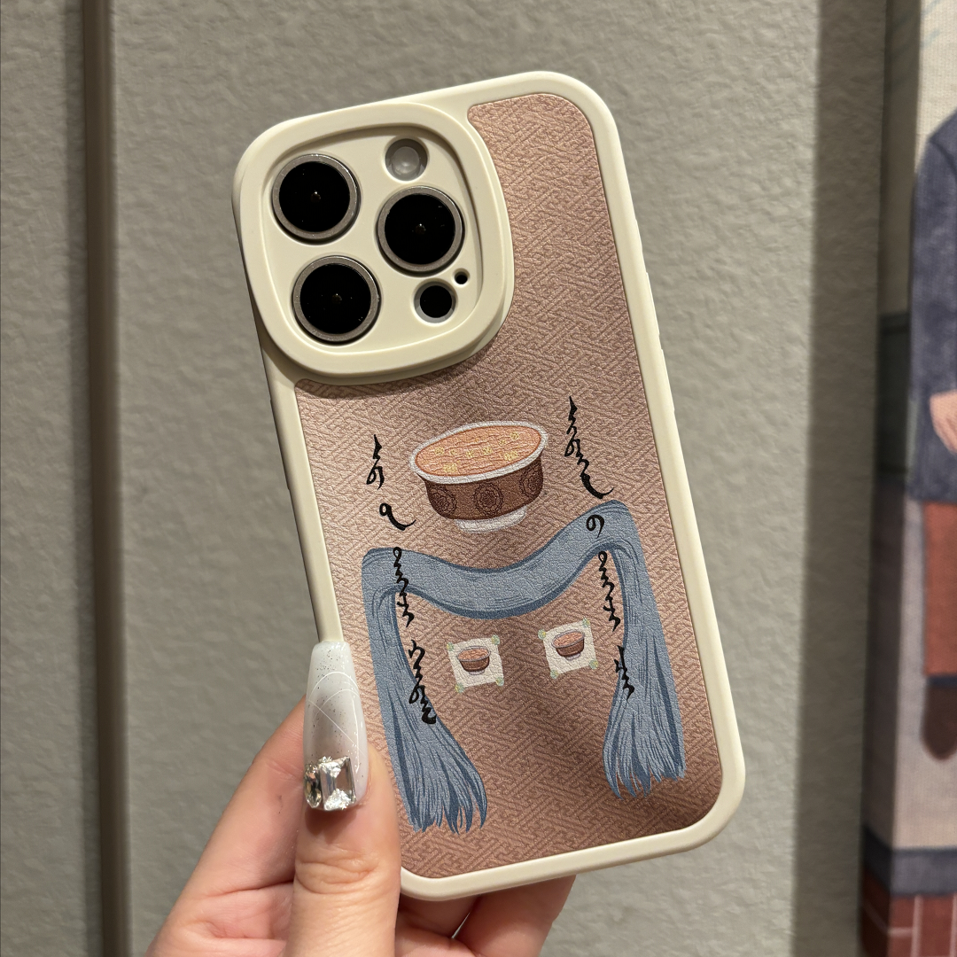 适用于「苹果/华为/小米/OPPO」蒙元素民族风硅胶壳网红镜头全包