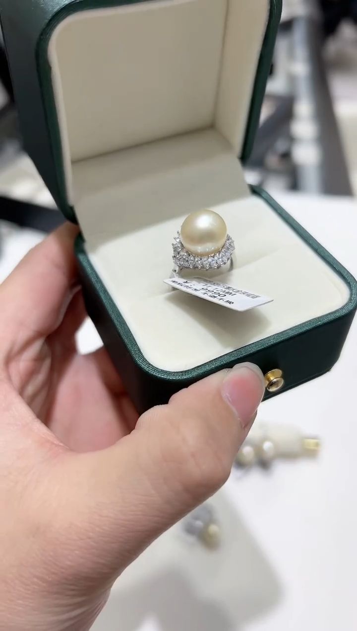 【闪购商品】海水珍珠戒指银S925镶嵌by169 金珠 11-12 多样性发一