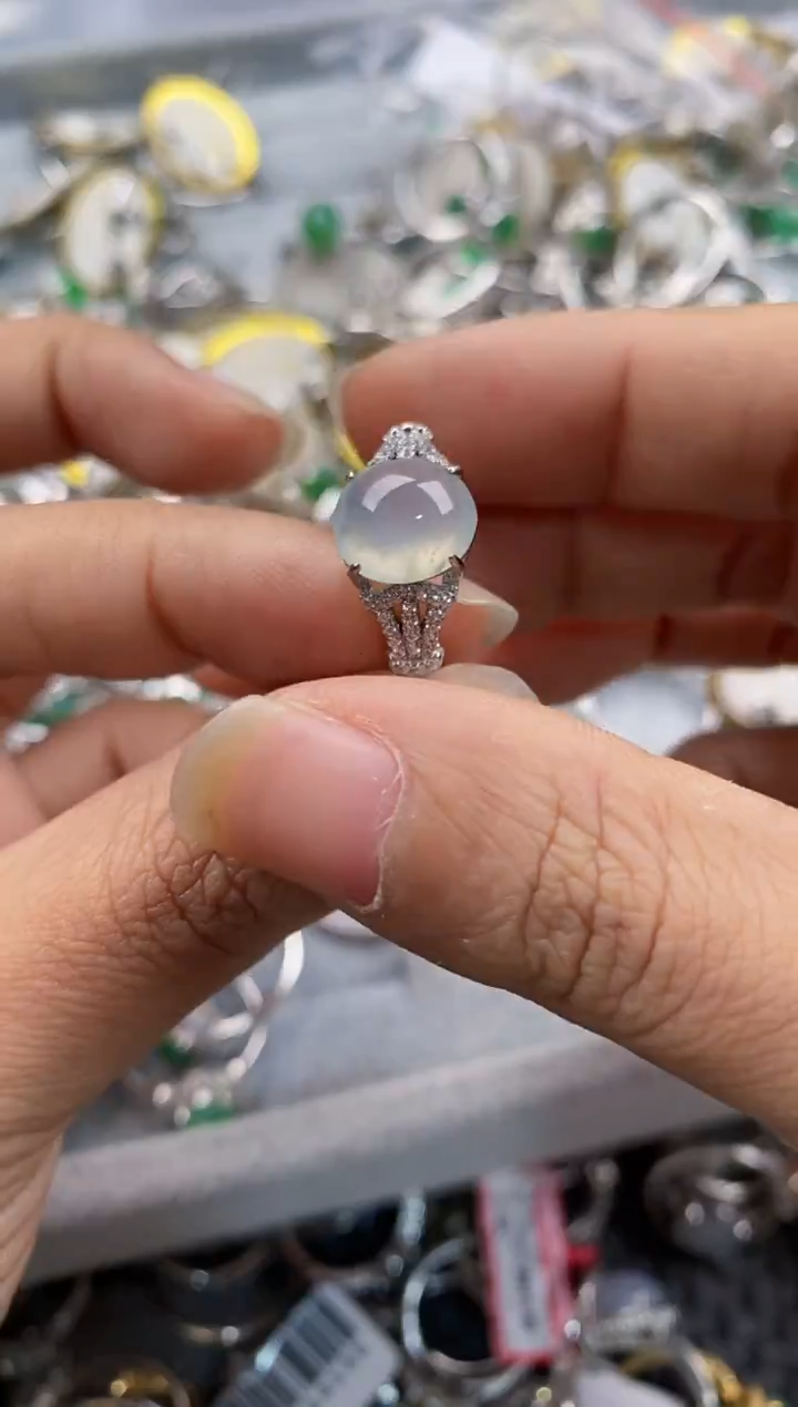 银S925镶嵌戒指翡翠666--2