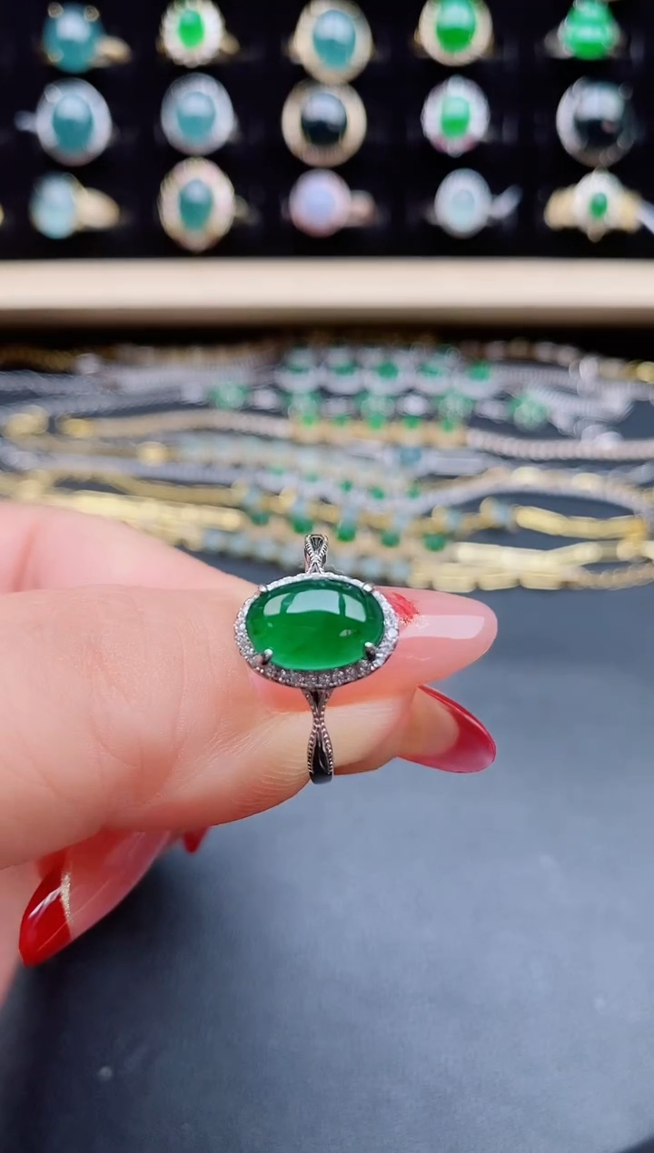 【闪购商品】翡翠戒指银S925镶嵌080550