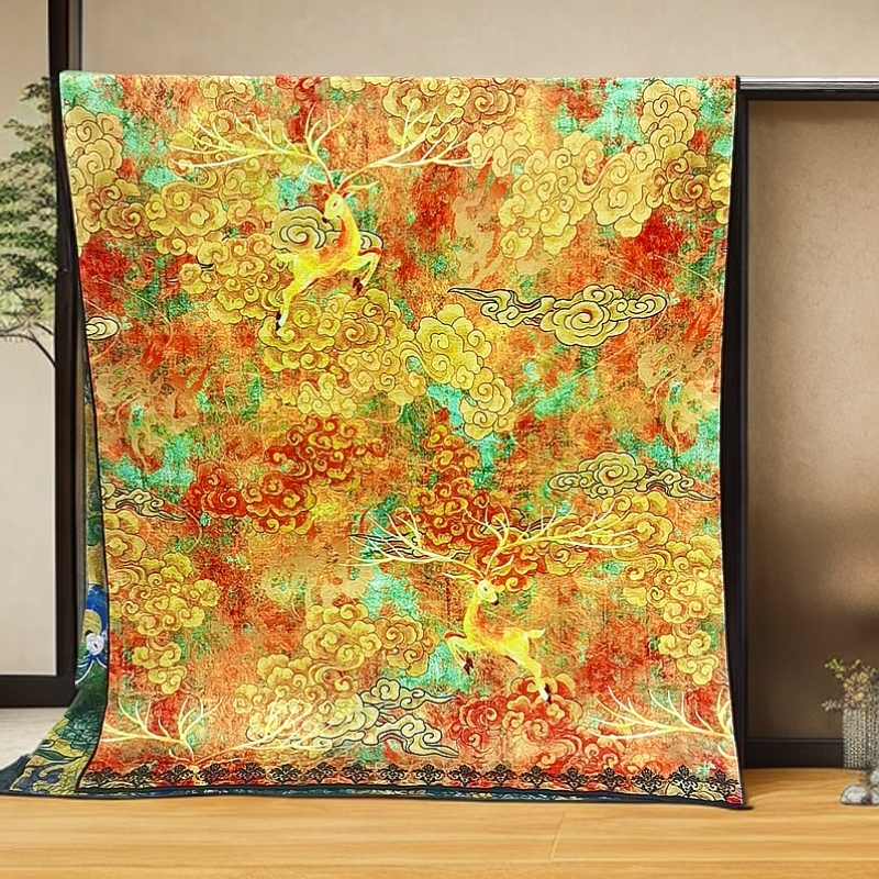 上海故事B05捡漏双色180*70cm 云瑞鹿灵长巾轻奢香云贵气长辈礼物