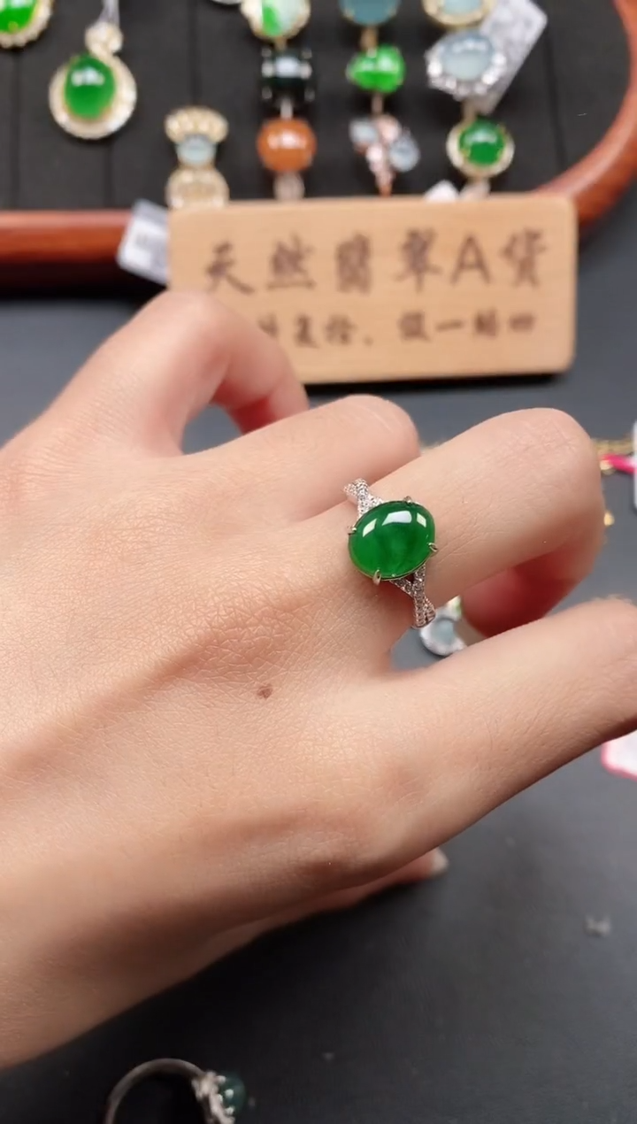 银S925镶嵌戒指翡翠11111