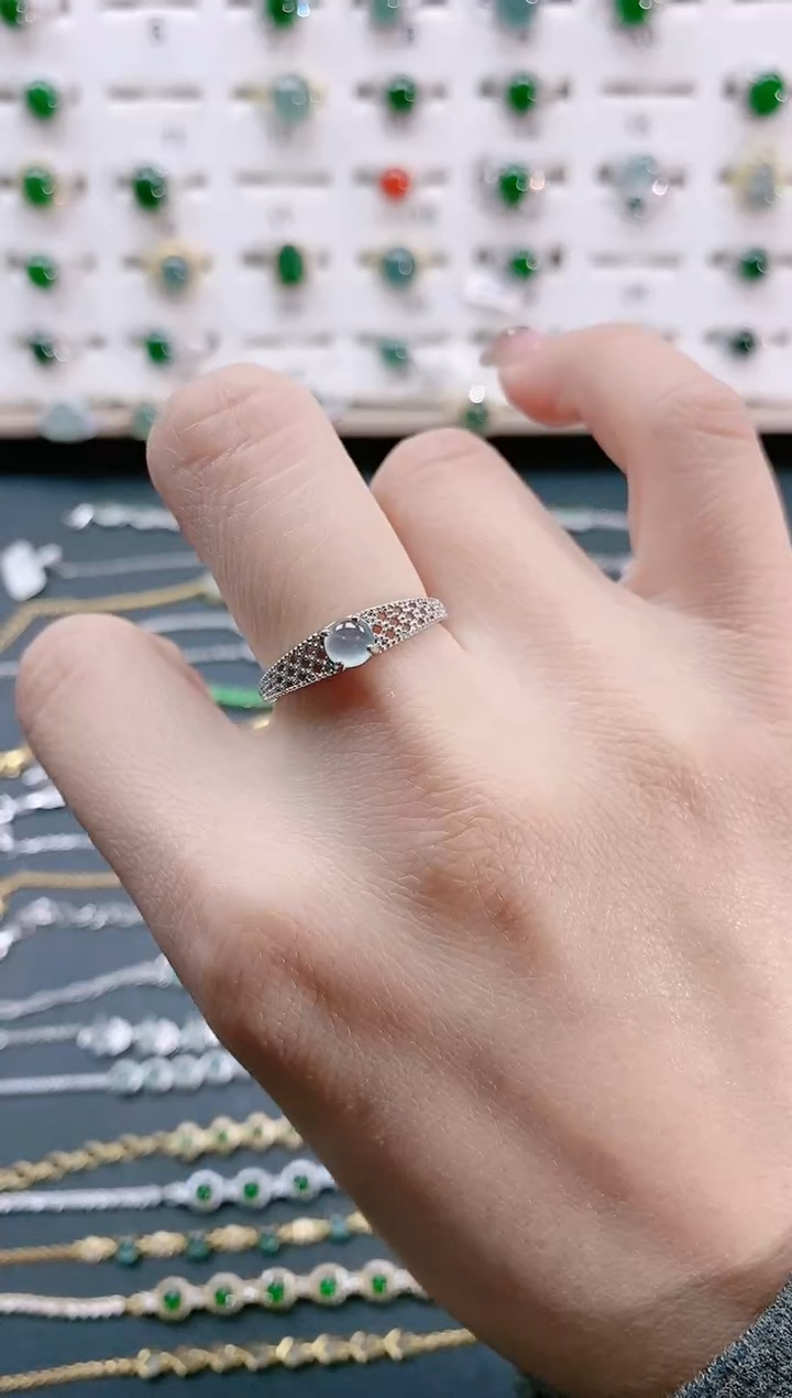 【闪购商品】翡翠戒指银S925镶嵌天然翡翠