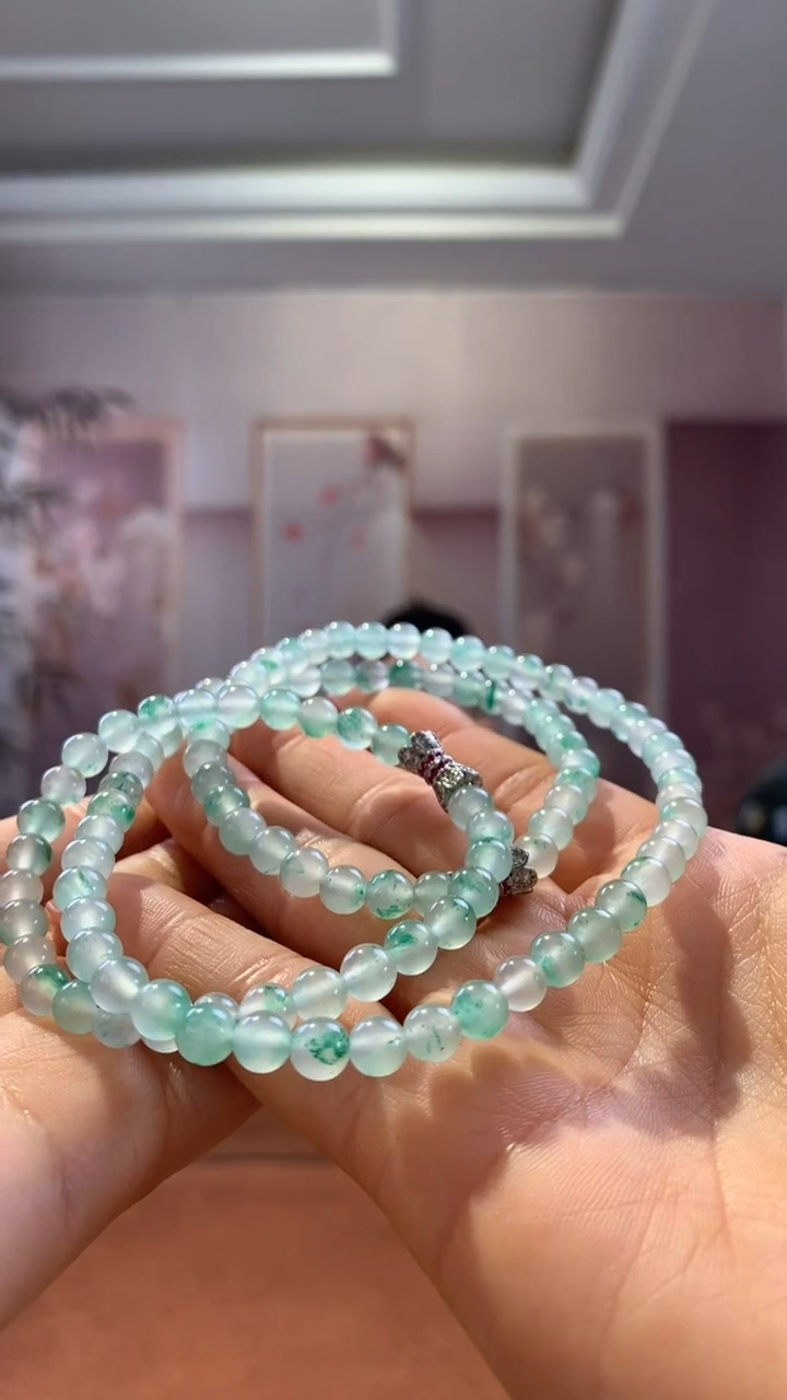 【闪购商品】石英质玉珠串未镶嵌独龙玉项链手串一套