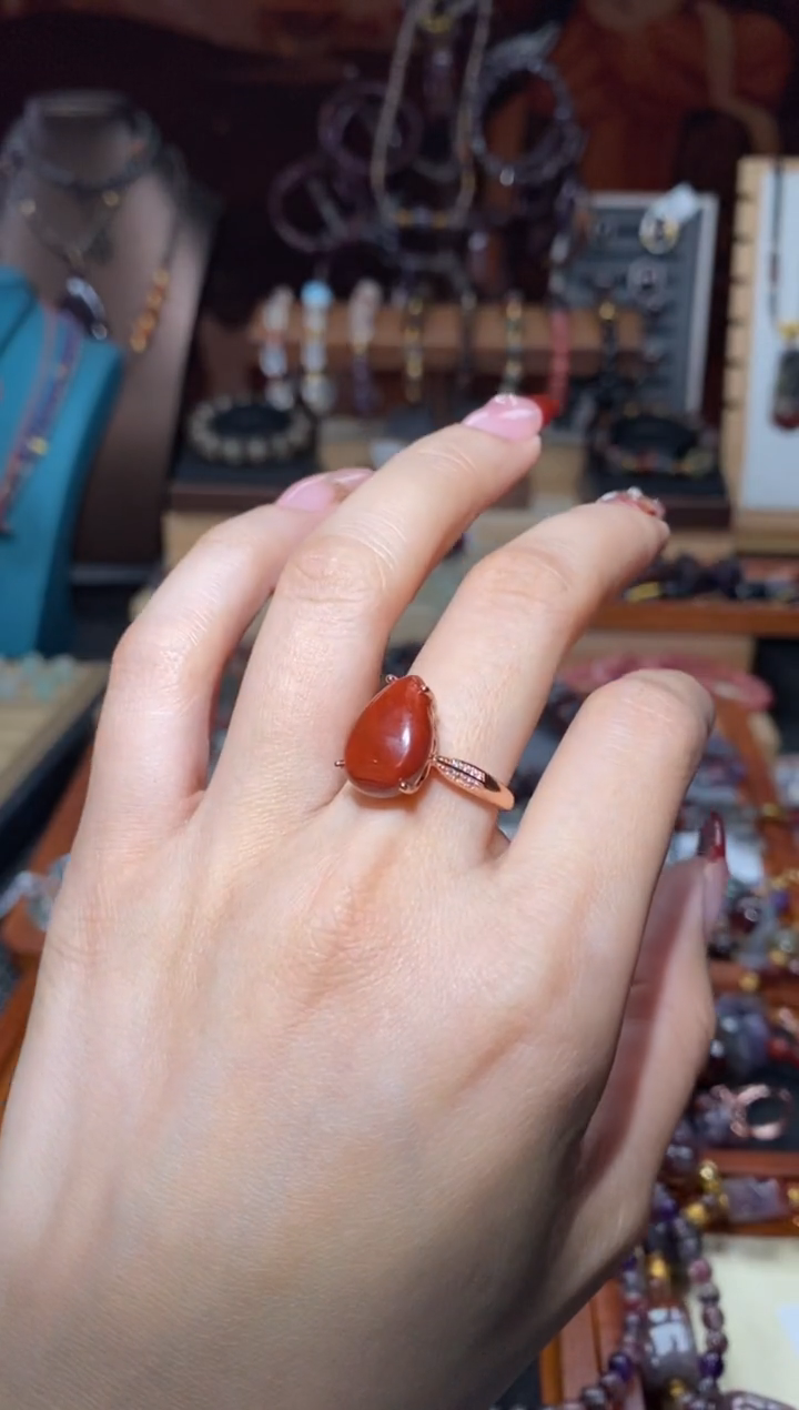 【闪购商品】水晶戒指未镶嵌红极光水滴多样性发其1