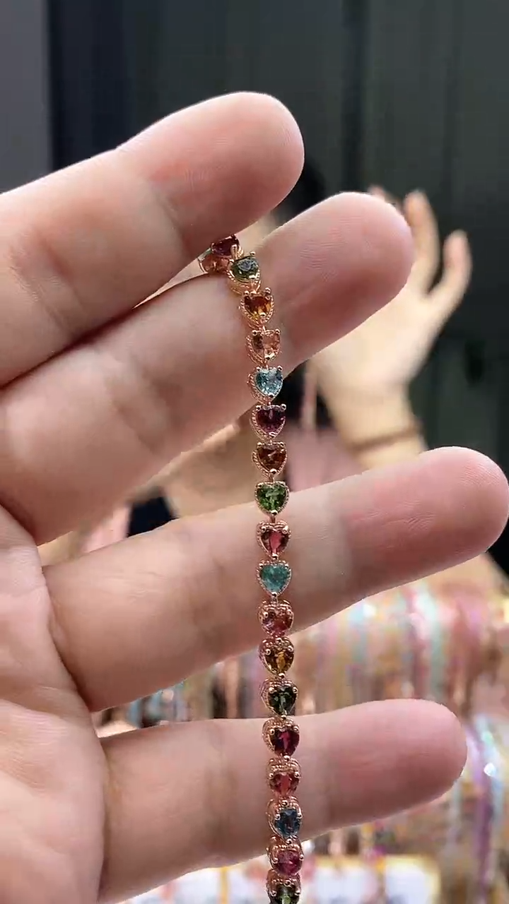 【闪购商品】碧玺手链银S925镶嵌54354345345354