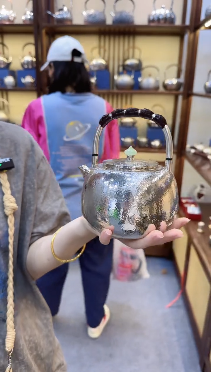 撤展价 细工坊 足银999 纯银茶壶