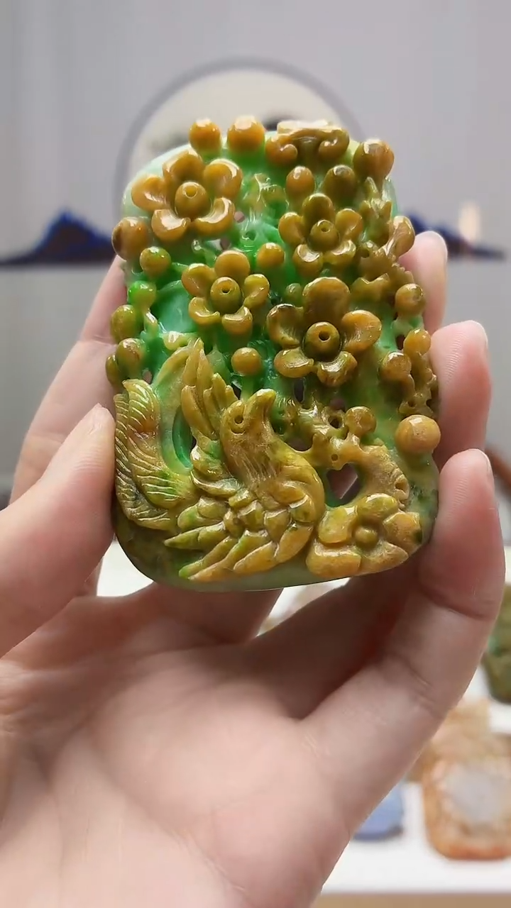 未镶嵌定制翡翠4852zm-毛货挂件凤凰27