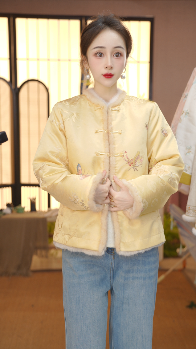 冬季S双面穿加厚新中式提花精致百搭外套YY25112503