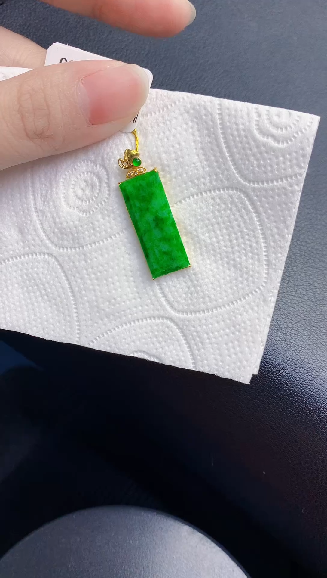 颈饰18K金镶嵌翡翠天然翡翠缅甸A货