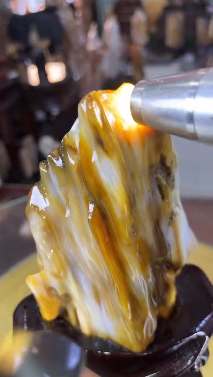 缅甸天然树化玉摆件