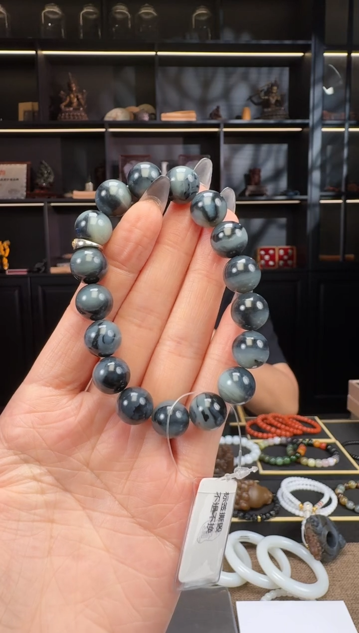 和田玉未镶嵌颈饰12mm青花手串  多样性发